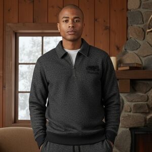 Roots S Normcore Loungewear Athleisure Cabincore Unisex Half Zip Polo Sweater